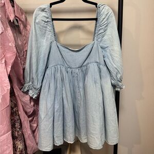 Selkie Denim Puff Mini Dress